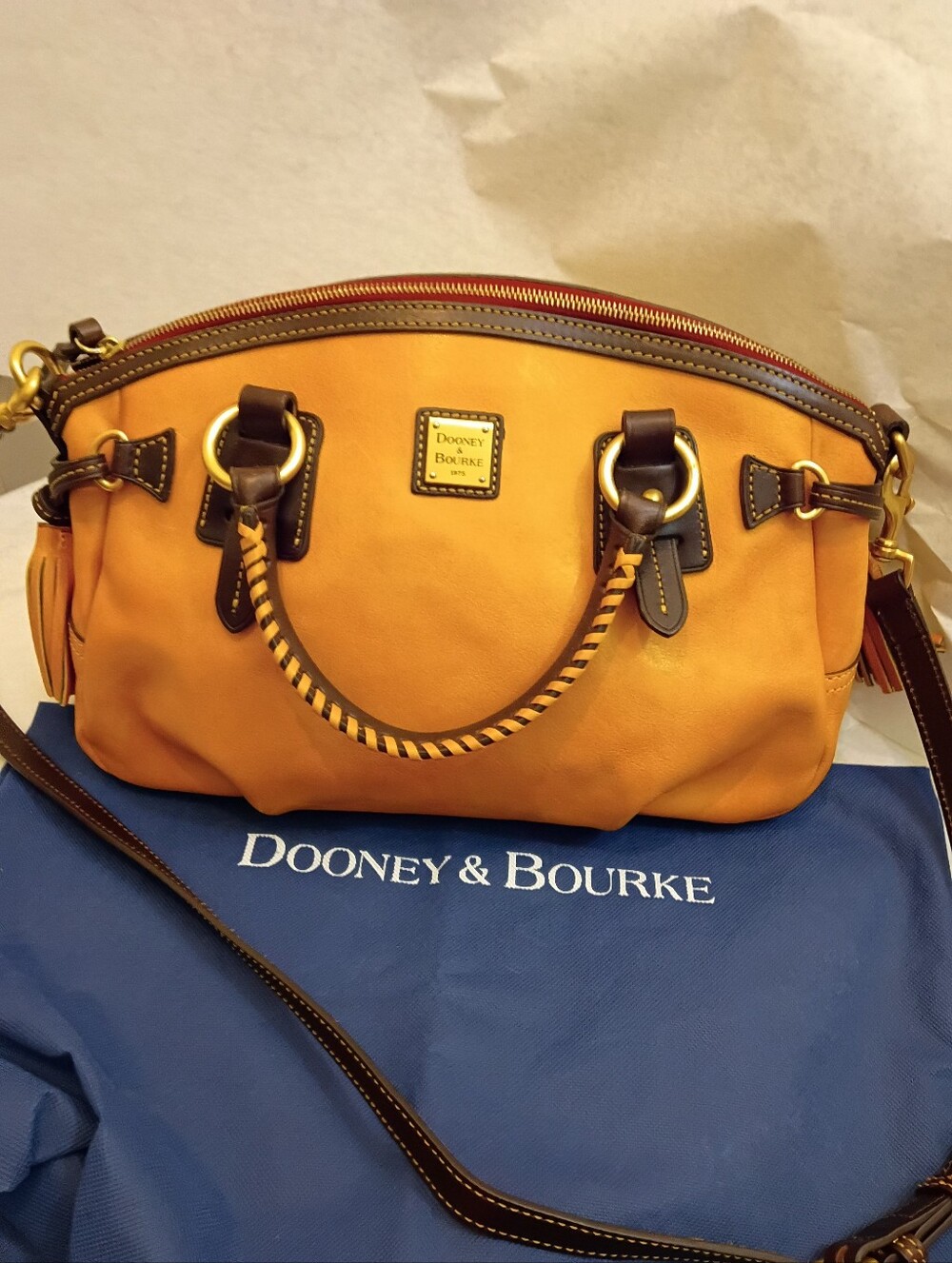 Dooney & Bourke Florentine Leather Satchel with Tassel - Picture 9 of 15